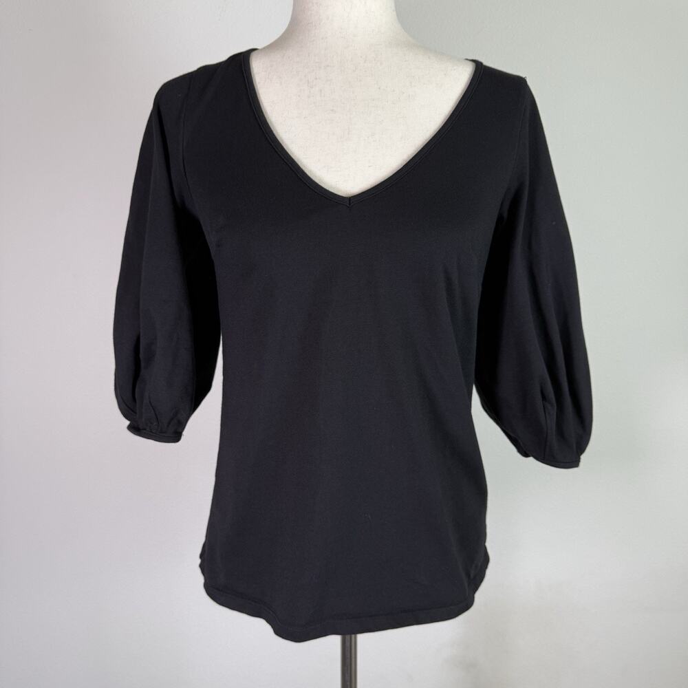 Velvet by Graham and Spencer by Anthropologie Top Women Small‎ Black Puff Sleeve